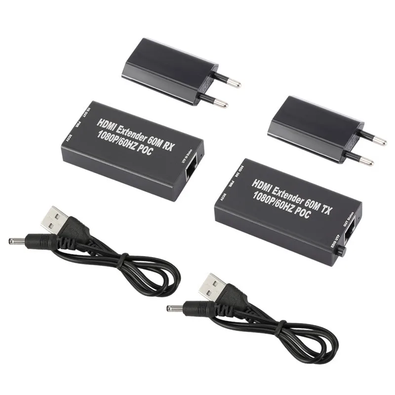 HDMI-compatible Extender Transmission 60 Meters Transmitter Receiver 1080P Plug and Play RJ45 Full HD Professional Home POC EDID
HDMI-compatible Extender Transmission 60 Meters Transmitter Receiver 1080P Plug and Play RJ45 Full HD Professional Home POC EDID