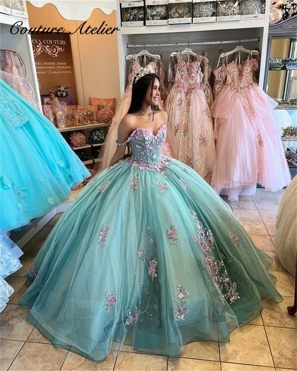 Pink 3D Flowers Quinceanera Dresses Ball Gown Off The Shoulder Birthday Gown Lace-Up Sweet 15 16 Dresses Tulle Cinderella
Pink 3D Flowers Quinceanera Dresses Ball Gown Off The Shoulder Birthday Gown Lace-Up Sweet 15 16 Dresses Tulle Cinderella