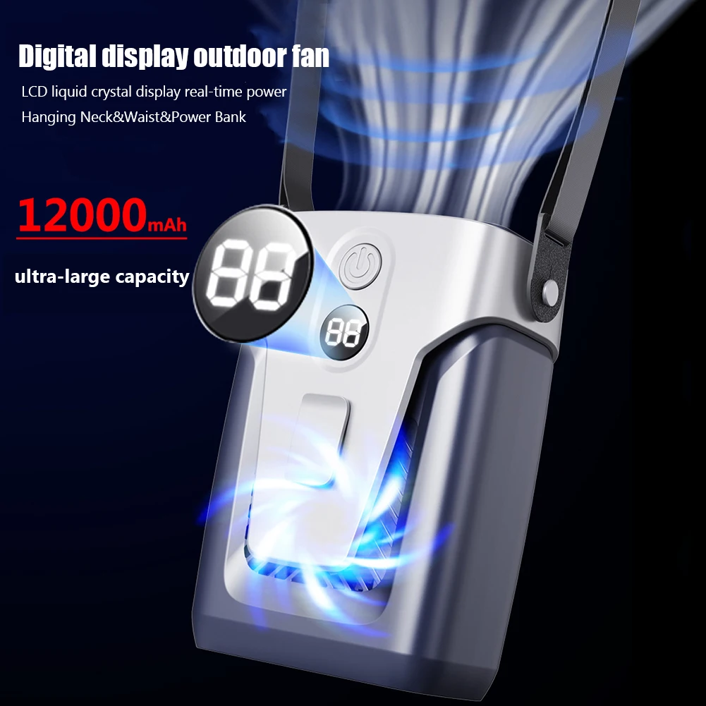 USB Hanging Neck Fan Clip-on 3.7V/1.2A Small Air Conditioner Bladeless 12000mAh Power Bank 3-gear Wind for Outdoor Work
USB Hanging Neck Fan Clip-on 3.7V/1.2A Small Air Conditioner Bladeless 12000mAh Power Bank 3-gear Wind for Outdoor Work