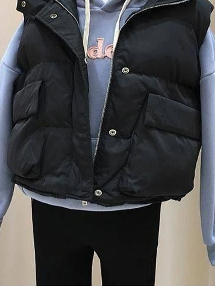 Winter Down Vest Women Casual Lapel Sleeveless Jacket Loose Fashion Solid Waistcoat Female Elegant Thick Warm Coat With Pockets
Winter Down Vest Women Casual Lapel Sleeveless Jacket Loose Fashion Solid Waistcoat Female Elegant Thick Warm Coat With Pockets