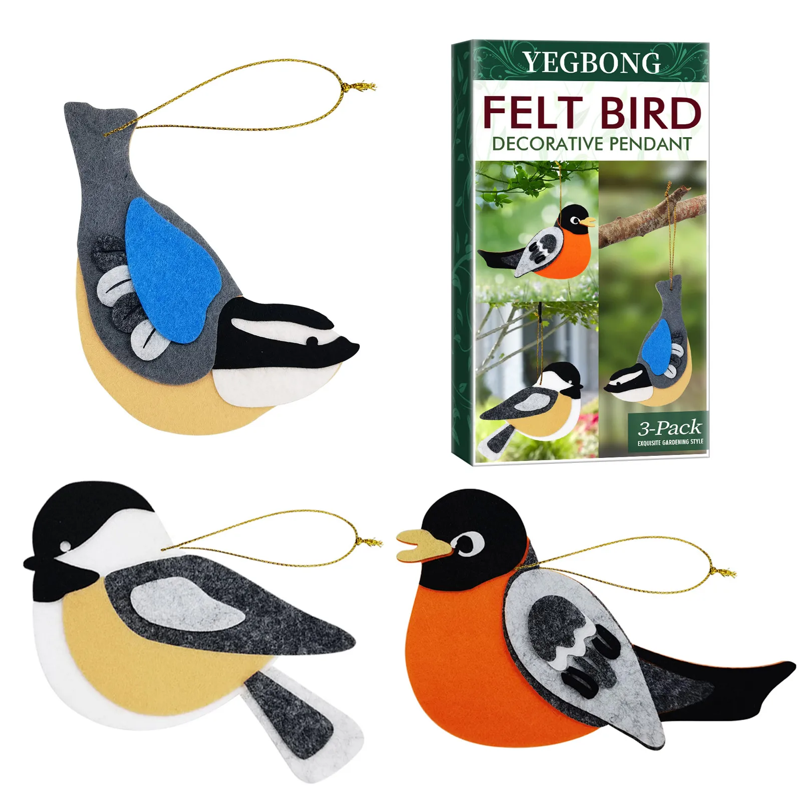 3PCS Felt Chickadee Pendant Colorful Tit Hung Decoration Felt Bird Crafts Tit Decoration for Garden Dining Room Living Room
3PCS Felt Chickadee Pendant Colorful Tit Hung Decoration Felt Bird Crafts Tit Decoration for Garden Dining Room Living Room