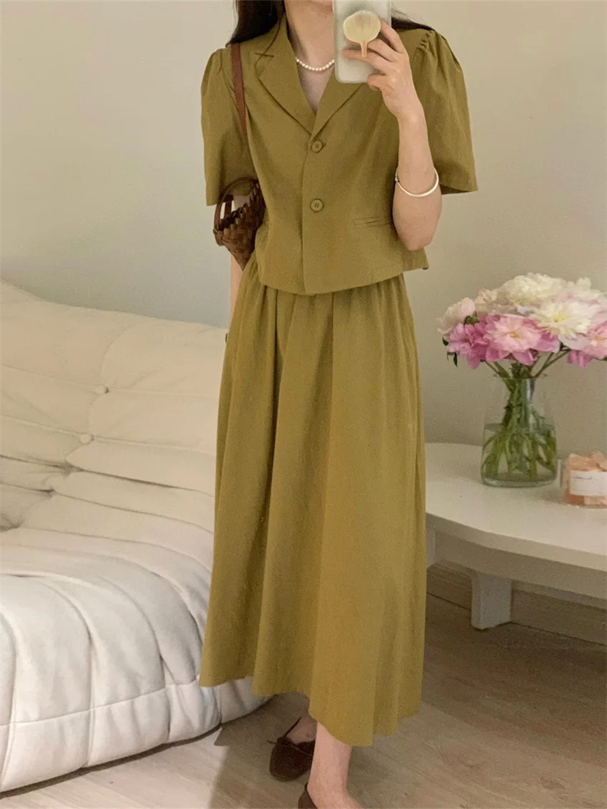 HziriP Khaki Green High Street Blazers Women Hot Slim OL Stylish Maxi Skirts 2022 Summer Work Wear Elegant Two Pieces Sets
HziriP Khaki Green High Street Blazers Women Hot Slim OL Stylish Maxi Skirts 2022 Summer Work Wear Elegant Two Pieces Sets