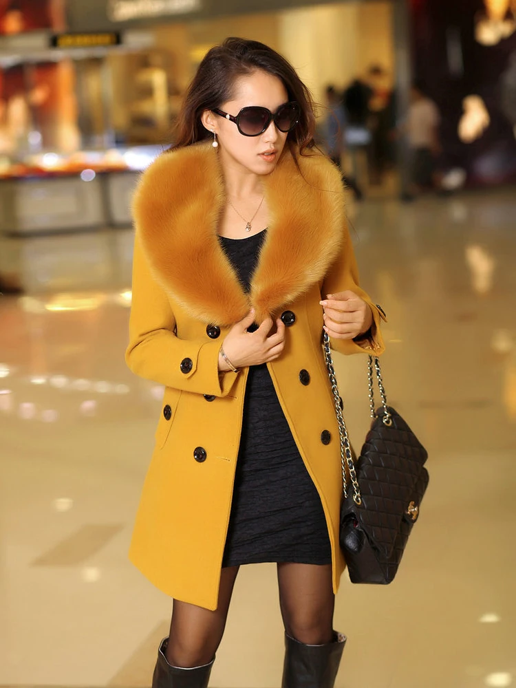 Fall/winter Korean version of the new large wool collar long size women's wool coat double-breasted slim woolen coat
Fall/winter Korean version of the new large wool collar long size women's wool coat double-breasted slim woolen coat