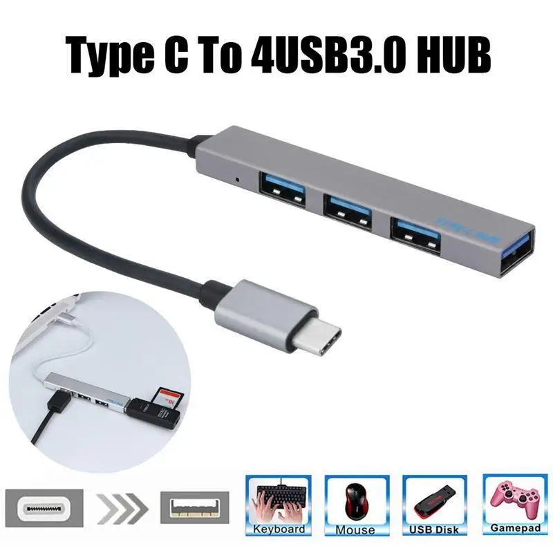 Type-C To 4 Usb Hub Expander Ultra-Thin Mini Portable 4-Port Usb 2.0 Hub Usb Power Interface For Mac-Book Laptop Tablet Expanded
Type-C To 4 Usb Hub Expander Ultra-Thin Mini Portable 4-Port Usb 2.0 Hub Usb Power Interface For Mac-Book Laptop Tablet Expanded