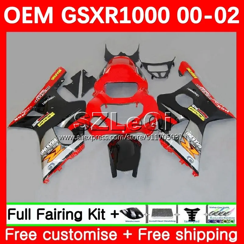 black red Injection Body For SUZUKI GSXR 1000 GSXR1000 K2 1000CC GSXR-1000 00 01 02 GSX R1000 2000 2001 2002 Fairing 79LQ.36
black red Injection Body For SUZUKI GSXR 1000 GSXR1000 K2 1000CC GSXR-1000 00 01 02 GSX R1000 2000 2001 2002 Fairing 79LQ.36