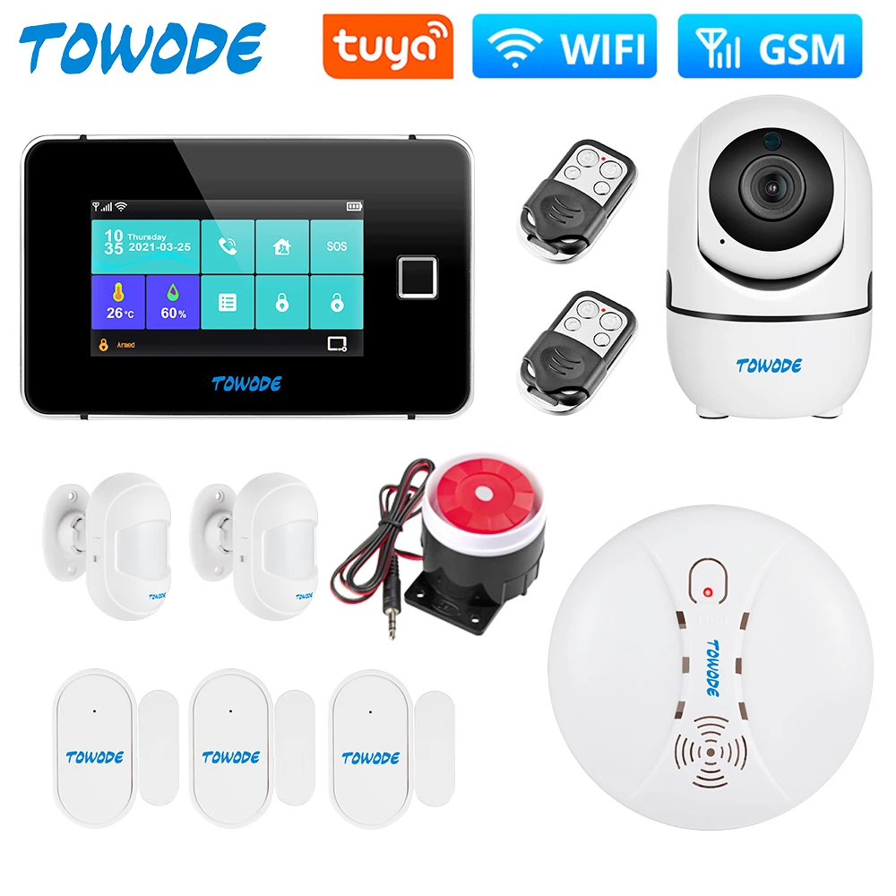 TOWODE G60 Tuya WIFI GSM Alarm System 4.3Inch Full Touch Panel Home Security Remote Control PIR Detector 2MP IP Camera Alarm Kit
TOWODE G60 Tuya WIFI GSM Alarm System 4.3Inch Full Touch Panel Home Security Remote Control PIR Detector 2MP IP Camera Alarm Kit