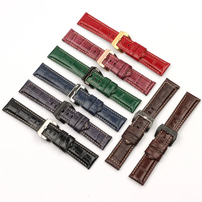 Top Quality 24mm Italy Bright bamboo Leather Watch band for Panerai Strap Seiko Fossil Etc Watch Accessories pin buckle tools
Top Quality 24mm Italy Bright bamboo Leather Watch band for Panerai Strap Seiko Fossil Etc Watch Accessories pin buckle tools