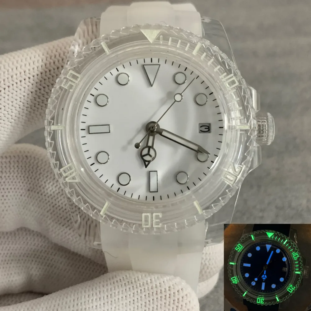 Transparent Wristwatch Automatic Mechanical Watch Luminous Wristwatch 40mm Acrylic Watch Case with Dandong 2813 Movement
Transparent Wristwatch Automatic Mechanical Watch Luminous Wristwatch 40mm Acrylic Watch Case with Dandong 2813 Movement