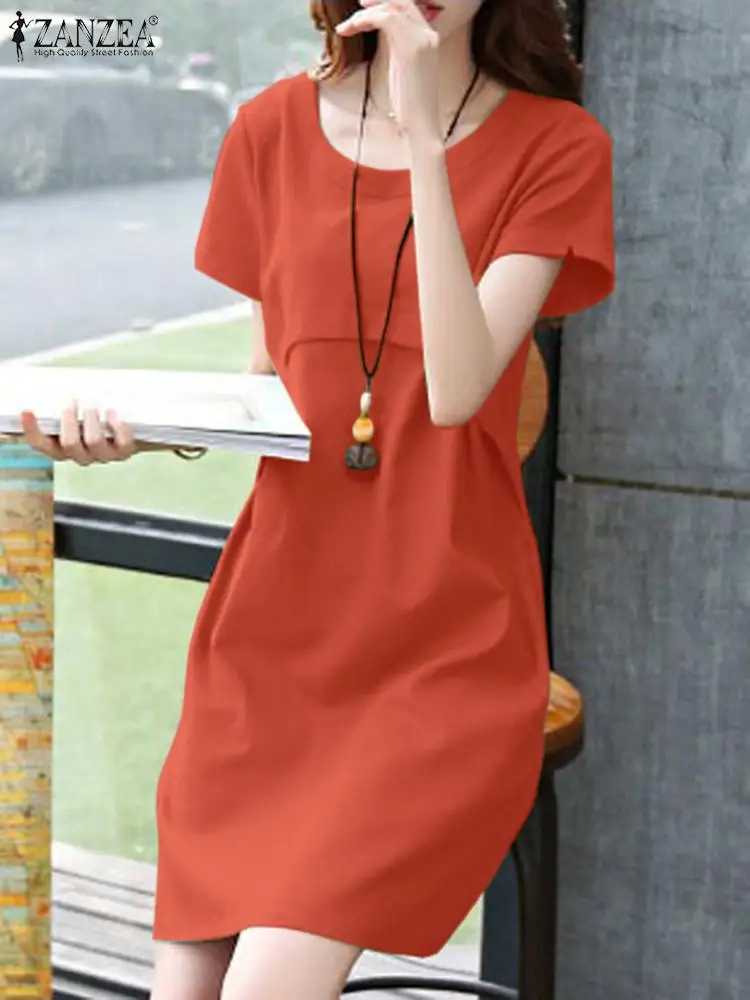 Elegant Solid Dress Women Summer Sundress ZANZEA 2022 Casual Short Sleeve Vestidos Female O Neck Cotton Robe Femme Oversized
Elegant Solid Dress Women Summer Sundress ZANZEA 2022 Casual Short Sleeve Vestidos Female O Neck Cotton Robe Femme Oversized