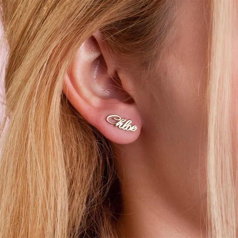 Cutsom Name Earrings Women Gold Stainless Steel Personalize Nameplate Letter Ear Studs Girls Customize Jewelry Accessories
Cutsom Name Earrings Women Gold Stainless Steel Personalize Nameplate Letter Ear Studs Girls Customize Jewelry Accessories