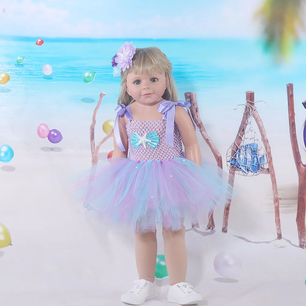 

Under the Sea Theme Baby 1st Birthday Outfit Baby Girls Tutu Dress Toddler Kids Party Dress Flower Mermaid Baby Dress Summer