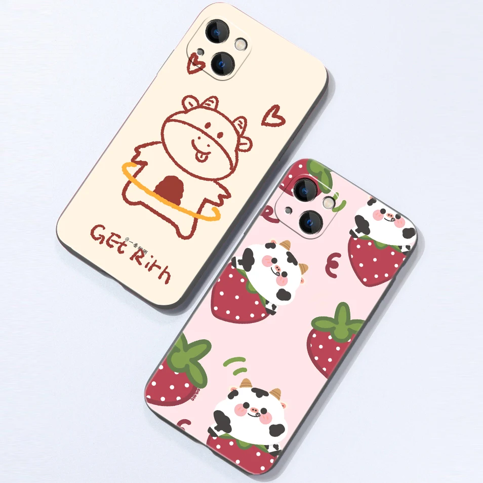 Cute Cow Phone Case For Apple iPhone 13 12 11 Pro 12 13 Mini X XR XS Max SE 6 6s 7 8 Plus Silicone Cover Coque Soft Black Back 
Cute Cow Phone Case For Apple iPhone 13 12 11 Pro 12 13 Mini X XR XS Max SE 6 6s 7 8 Plus Silicone Cover Coque Soft Black Back