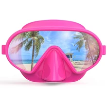 Swim Goggles Kids Adults with Nose Cover Snorkel Mask for Scuba Diving , Anti-Fog Lens Leakproof Skirt Wide View Face Dive Mask