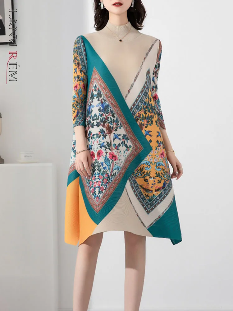 LANMREM Pleated Elegant Floral Print Dress Women Half Turtleneck Three Quarter Sleeve Loose 2022 Summer Female Clothing 2I757
LANMREM Pleated Elegant Floral Print Dress Women Half Turtleneck Three Quarter Sleeve Loose 2022 Summer Female Clothing 2I757