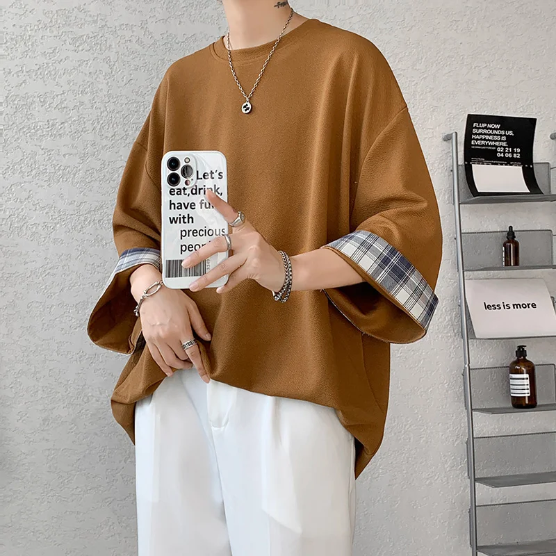 Summer 4 Color Short-sleeved T-shirt Men Fashion Casual Oversized T-shirt Men Korean Loose O-neck Plaid T Shirt Mens Top S-2XL
Summer 4 Color Short-sleeved T-shirt Men Fashion Casual Oversized T-shirt Men Korean Loose O-neck Plaid T Shirt Mens Top S-2XL