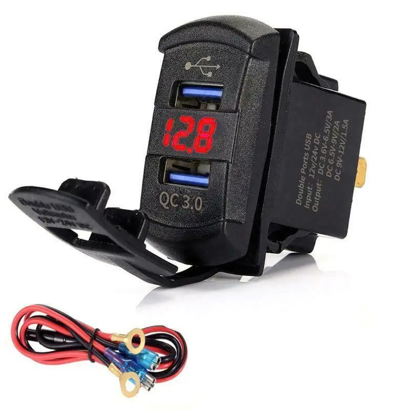 1pcs 5V 4.2A Dual USB Rocker Switch QC3.0 Fast Charger LED Voltmeter For Boats Car Smartphone Accessories High Quality
1pcs 5V 4.2A Dual USB Rocker Switch QC3.0 Fast Charger LED Voltmeter For Boats Car Smartphone Accessories High Quality