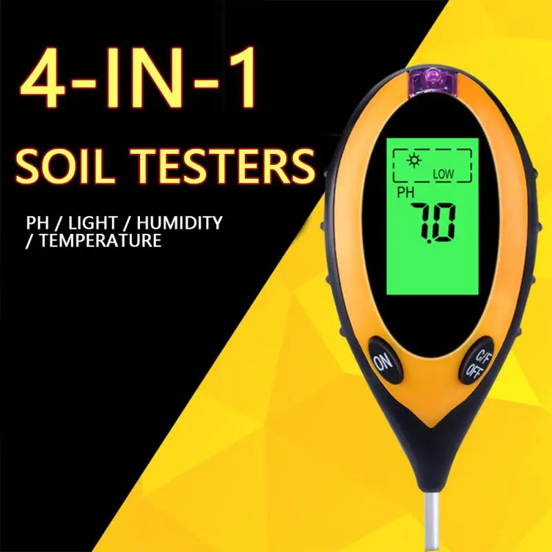 

Измеритель PH почвы 4 в 1, цифровой прибор для измерения PH почвы, влажности, температуры и освещенности, для домашнего садоводства, растений и сельского хозяйства