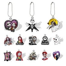 Disney Corpse Kid Corpse Mom Small Witch Keychains Acrylic Resin Lock Vampire Figure Jack Skellington and Sally Jewelry MK685