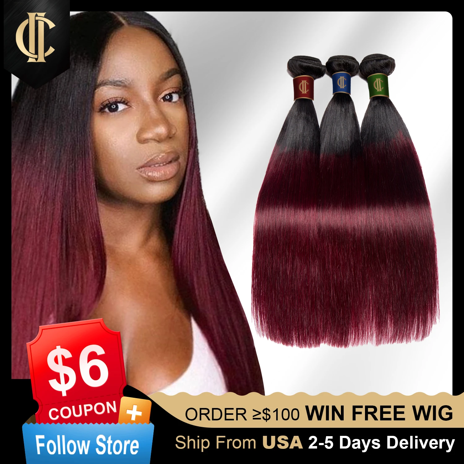 

CII Cheap High Quality Russian 1B 99J Raw Brazilian Remy Straight Virgin Human Hair Weave Extension Bundles 1/3/4 PCS Vendor