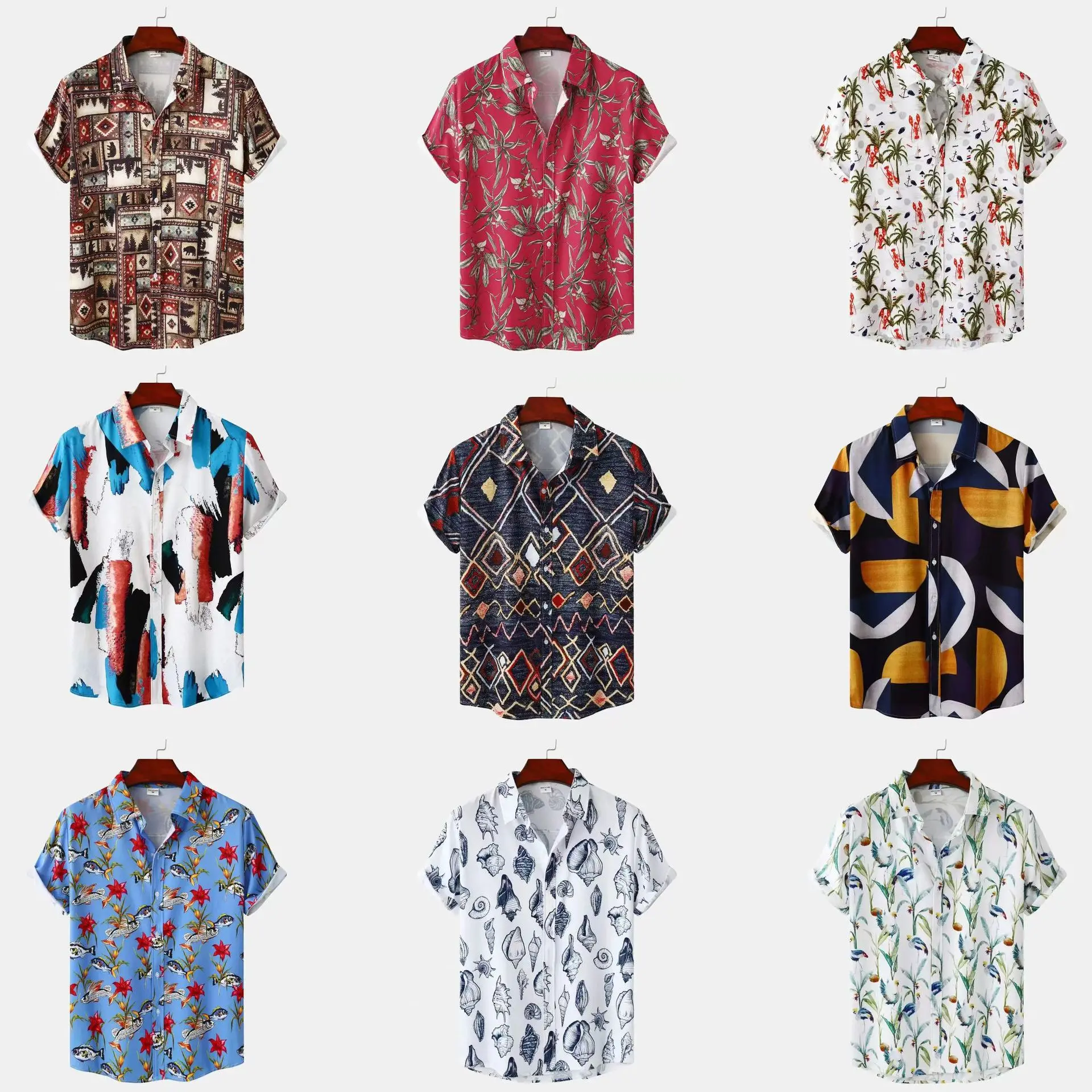 2023 Hawaiian Shirt Men Summer Flower Geometric Printed Blouse Single-breasted Short Sleeve Beach Tops Men's Holiday Clothing
2023 Hawaiian Shirt Men Summer Flower Geometric Printed Blouse Single-breasted Short Sleeve Beach Tops Men's Holiday Clothing