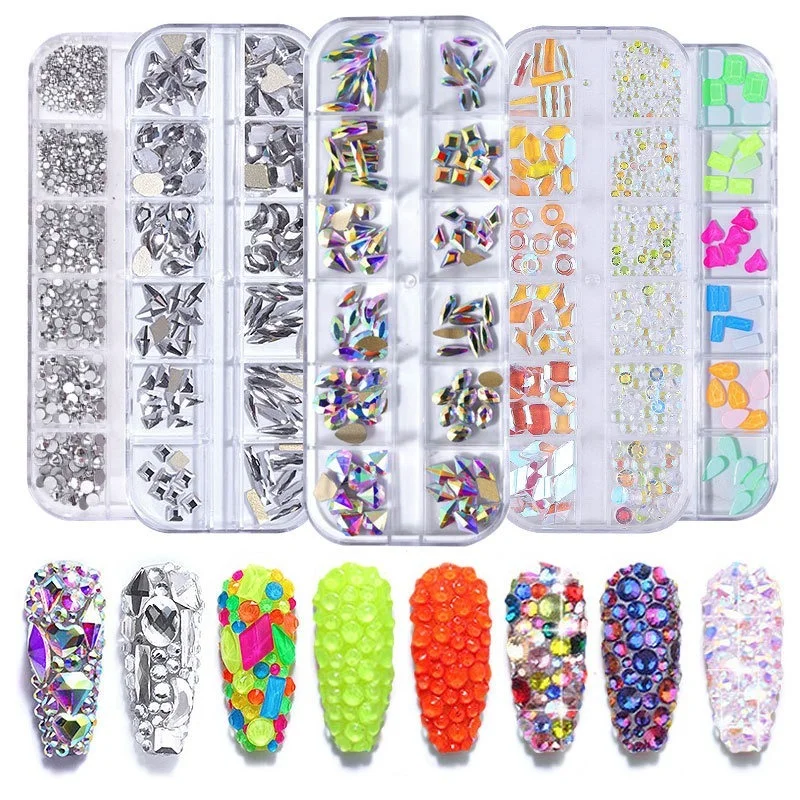 12 Boxes/set Glitter Nail Art Rhinestones Eye Shape Crystal AB Flat Back Nail Rhinestone 3D Glitter Nails Art Decorations Tools
12 Boxes/set Glitter Nail Art Rhinestones Eye Shape Crystal AB Flat Back Nail Rhinestone 3D Glitter Nails Art Decorations Tools
