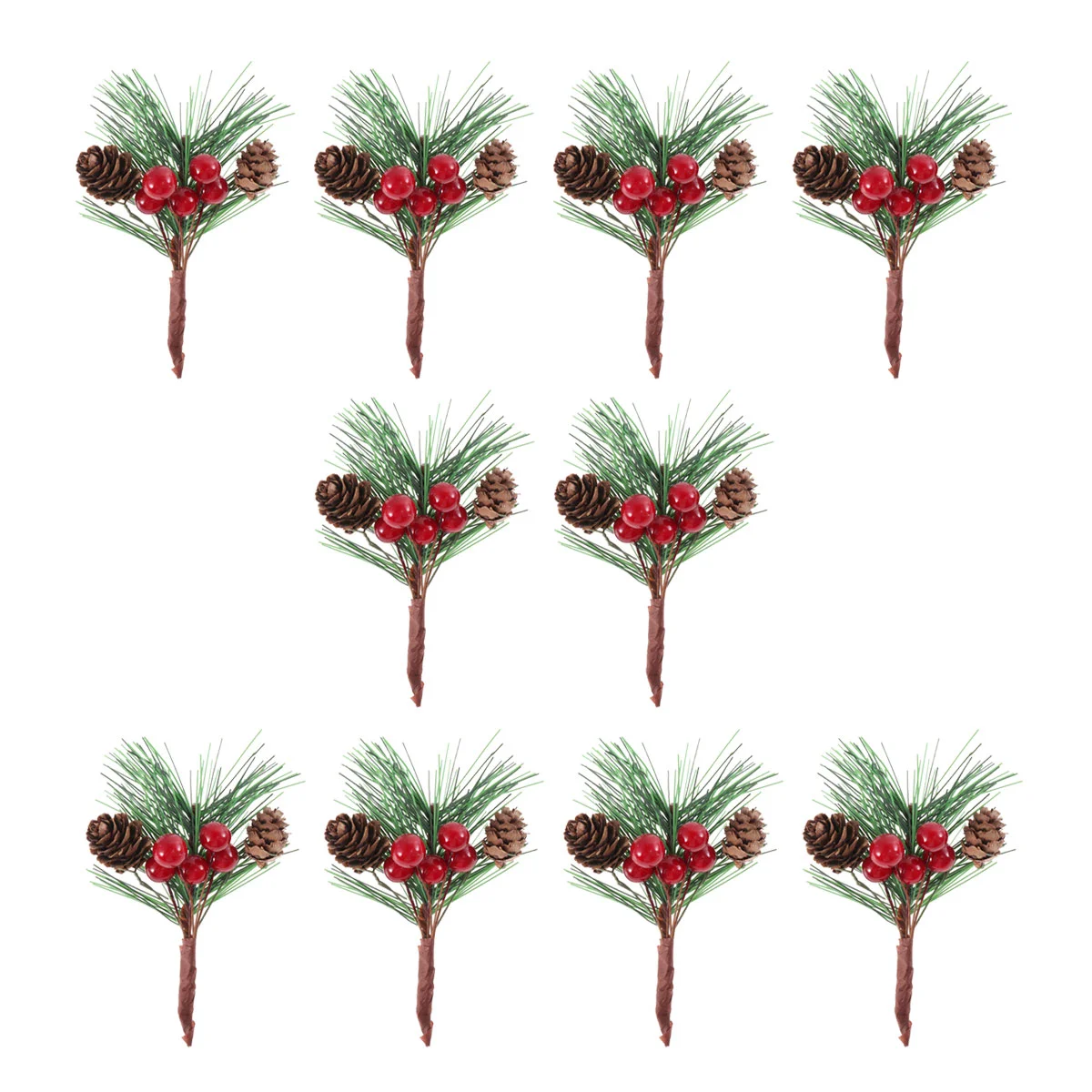 

Pine Christmas Picks Artificial Stems Berry Branches Cones Crafts Berries Pinecones Decoration Tree Red Flowers Wreath Trees