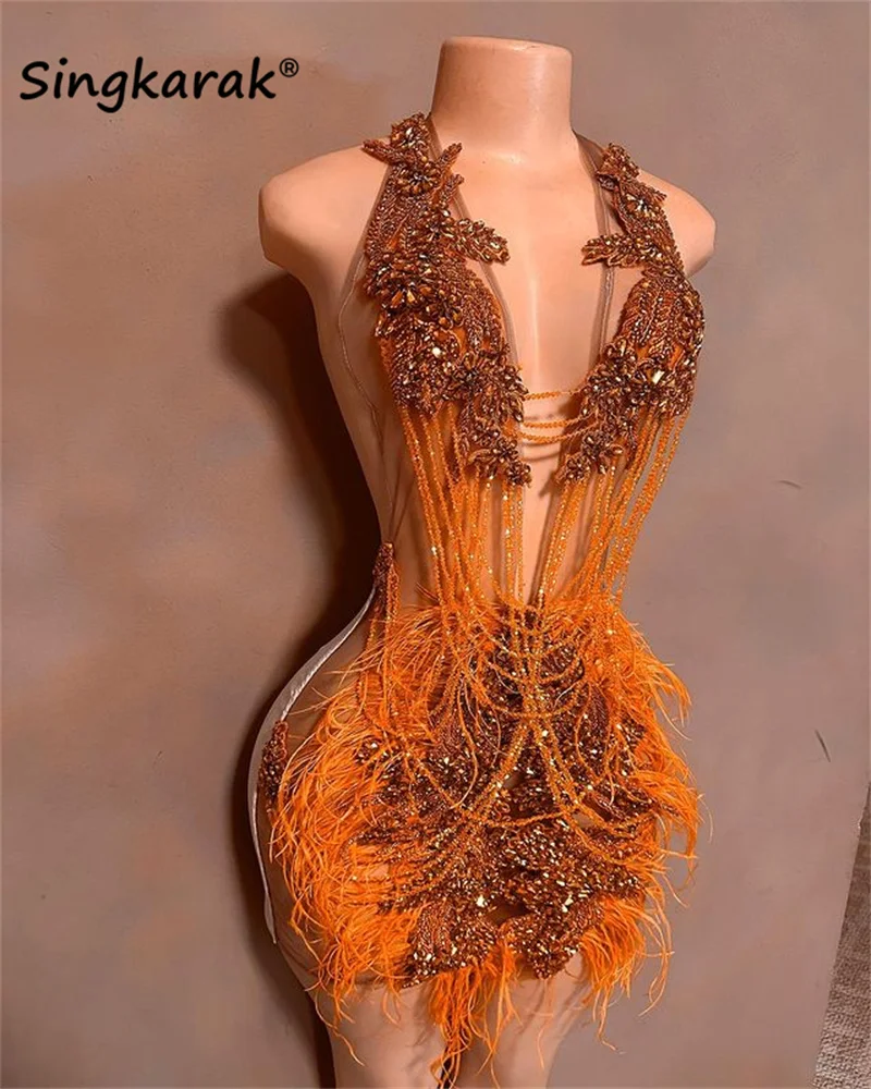Sexy Deep-V Short Prom Dresses 2023 Luxury Bead Rhinestones Crystal Feathers Cocktail Club Party Gowns Robe De Bal Open Back
Sexy Deep-V Short Prom Dresses 2023 Luxury Bead Rhinestones Crystal Feathers Cocktail Club Party Gowns Robe De Bal Open Back