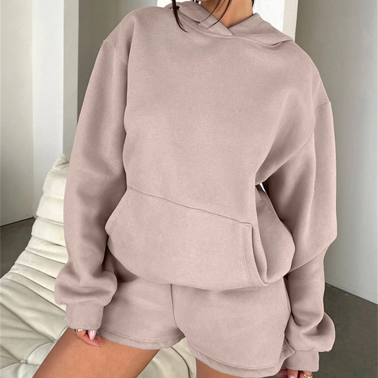 Tops & Drawstring Shorts Casual Drop Shoulder Leisure & Shorts Sets Comfy Solid Color Loose Sweatshirt Shorts Suit Streetwear
Tops & Drawstring Shorts Casual Drop Shoulder Leisure & Shorts Sets Comfy Solid Color Loose Sweatshirt Shorts Suit Streetwear