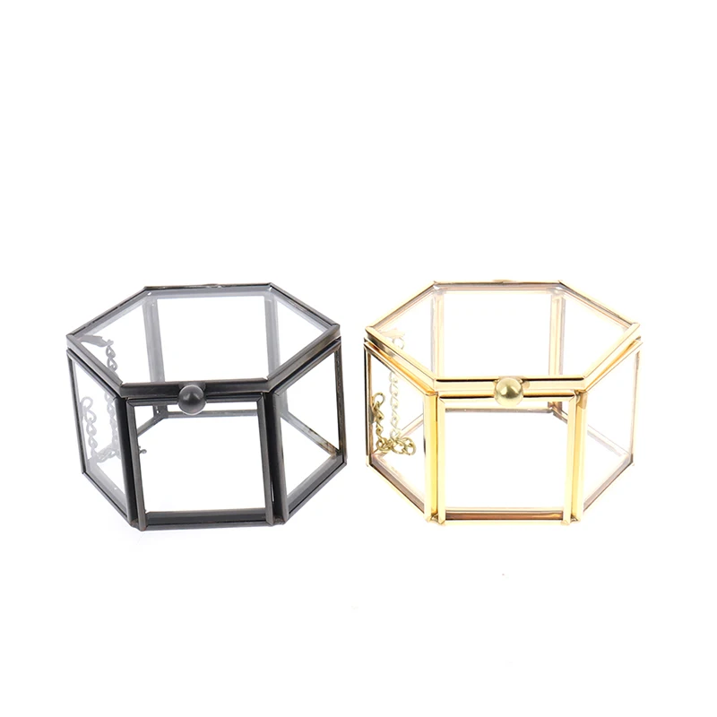 

1PC Geometrical Clear Glass Jewelry Box Jewelry Organize Holder Ring Box Necklace Bracelets Earrings Accessories 8*7*4.5cm