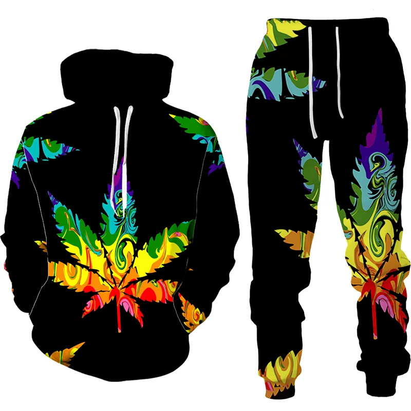 

Colorful Leaf 3d Print Hoodies/Trousers Suits Men Women Tracksuit 2pc Sets Long Sleeve Pullover Streetwear Mens Clothes Chandal
