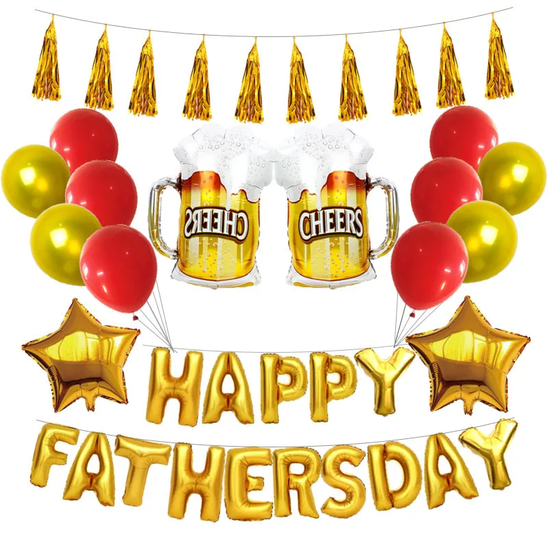 JOYMEMO Gold Red Father's Day Party Decoration Balloons Set Beer Foil Balloon Happy Father's Day Banner Tassel Party Supplies
JOYMEMO Gold Red Father's Day Party Decoration Balloons Set Beer Foil Balloon Happy Father's Day Banner Tassel Party Supplies