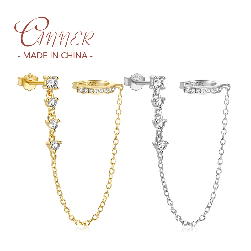 CANNER 1PC Simple 925 Sterling Silver Chain Earring Single Row Inlaid With Zircon Holeless Ear Clip Tassel Drop Earrings Jewelry
CANNER 1PC Simple 925 Sterling Silver Chain Earring Single Row Inlaid With Zircon Holeless Ear Clip Tassel Drop Earrings Jewelry