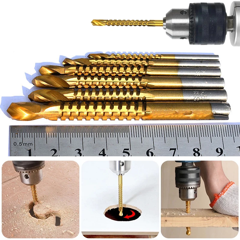 Набор кобальтовых сверл, комплект из 6 насадок для дрели, для деревообработки, резки, сверления, полировки, спирального винта, метрических композитных насадок