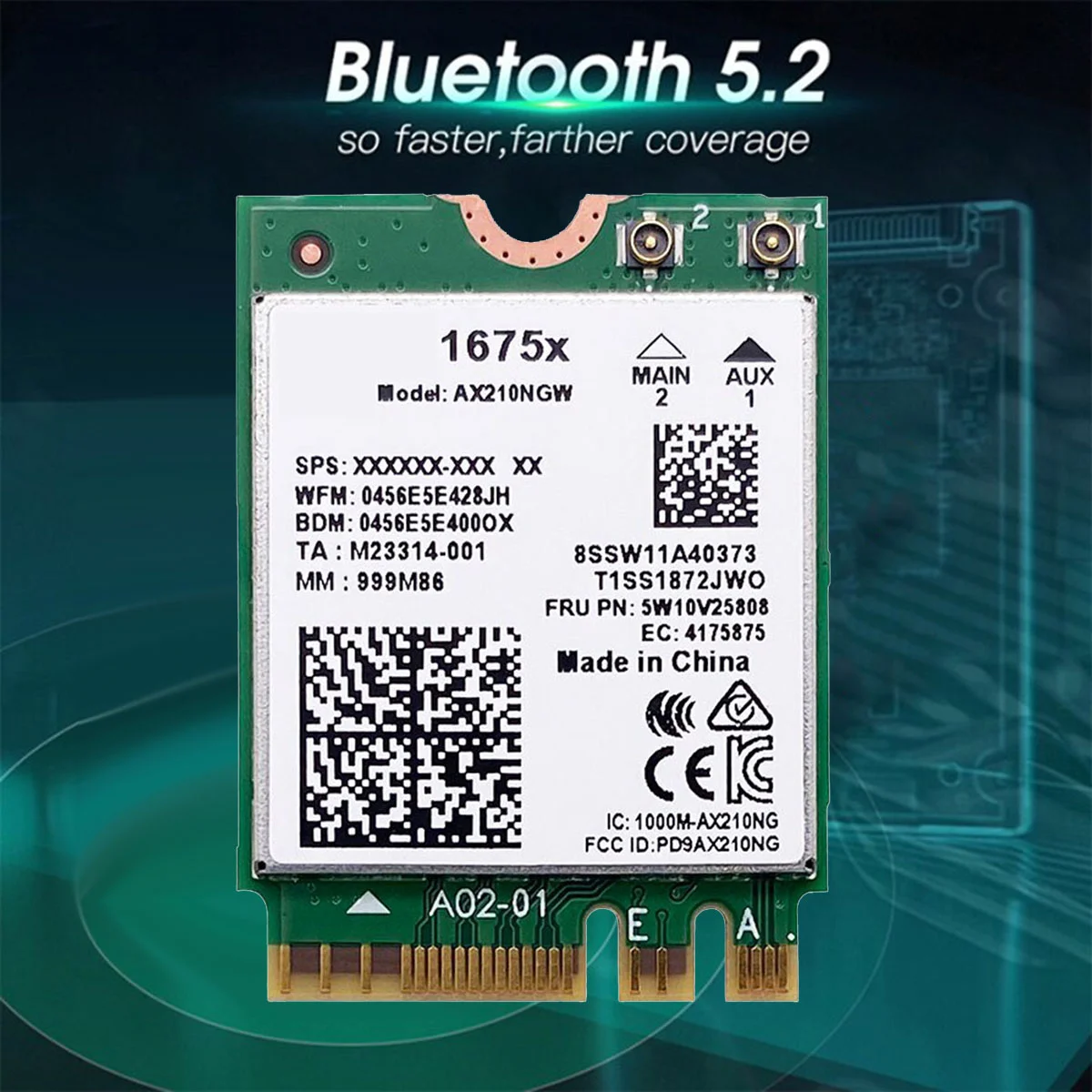 Карта Wi-Fi + антенна AX210NGW AX1675X Wi-Fi 6E 802.11AX 2,4G 5G 6G 5374 Мбит/с BT 5,2 M.2 NGFF WiFi адаптер
Карта Wi-Fi + антенна AX210NGW AX1675X Wi-Fi 6E 802.11AX 2,4G 5G 6G 5374 Мбит/с BT 5,2 M.2 NGFF WiFi адаптер