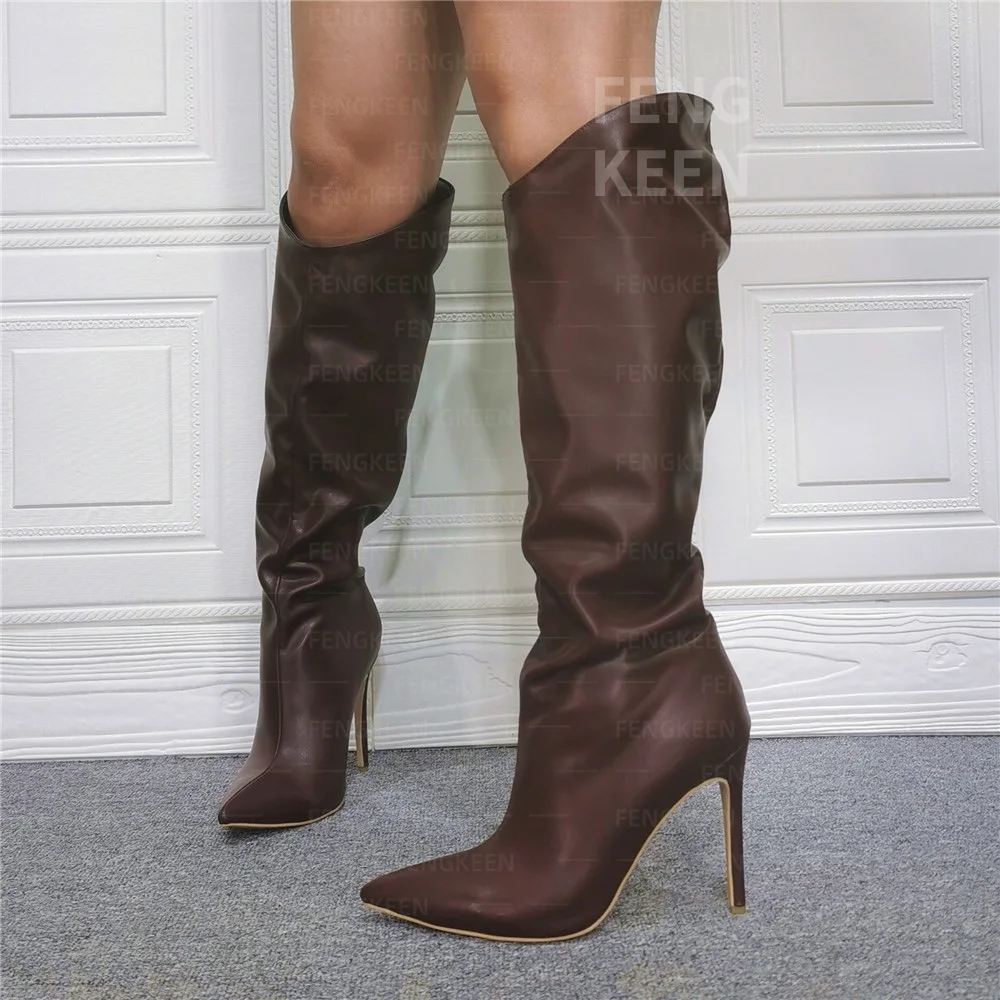 Женские Классические сапоги FENGKEEN, коричневые сапоги большого размера с острым носком на высоком каблуке-шпильке
Женские Классические сапоги FENGKEEN, коричневые сапоги большого размера с острым носком на высоком каблуке-шпильке