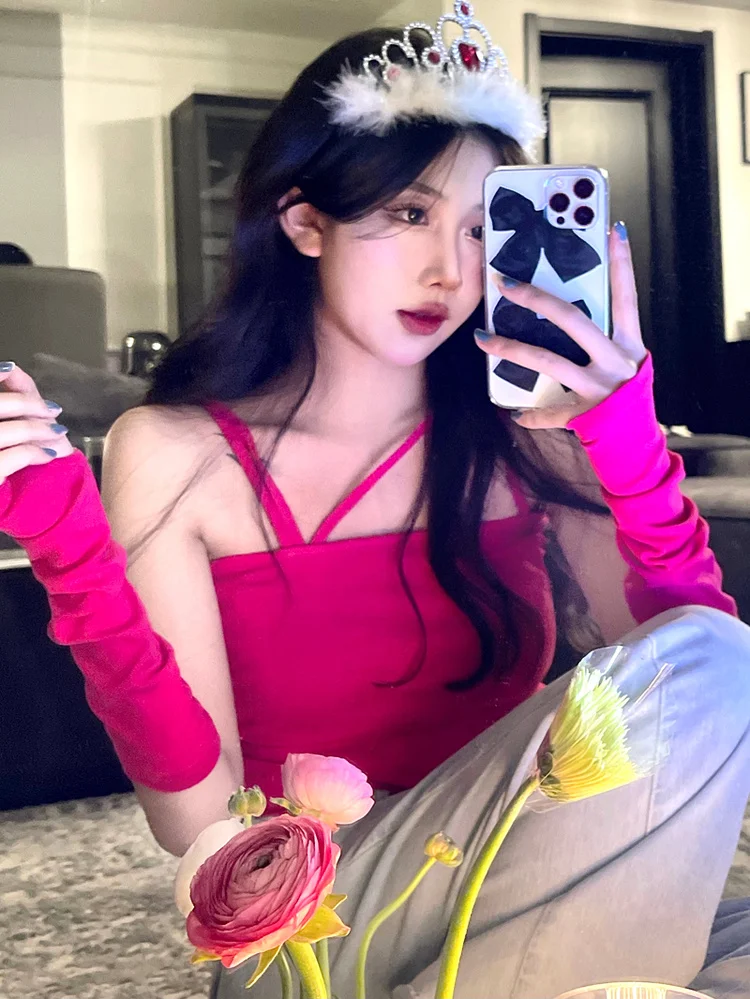 Y2k Girl Solid Chic T Shirt Sweet Lady Halter T-shirt with Outsleeve 2022 Summer Korean Off Shoulder Harajuku Camisole Crop Top
Y2k Girl Solid Chic T Shirt Sweet Lady Halter T-shirt with Outsleeve 2022 Summer Korean Off Shoulder Harajuku Camisole Crop Top