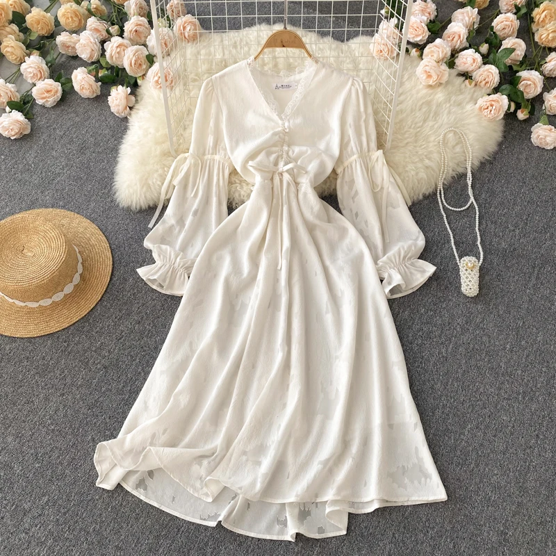 2022 New Casual Spring Autumn Solid Color Slim Fit Ladies Dress Fashion V Neck Chiffon Pullover Mid Calf High Waist Ladies Dress
2022 New Casual Spring Autumn Solid Color Slim Fit Ladies Dress Fashion V Neck Chiffon Pullover Mid Calf High Waist Ladies Dress