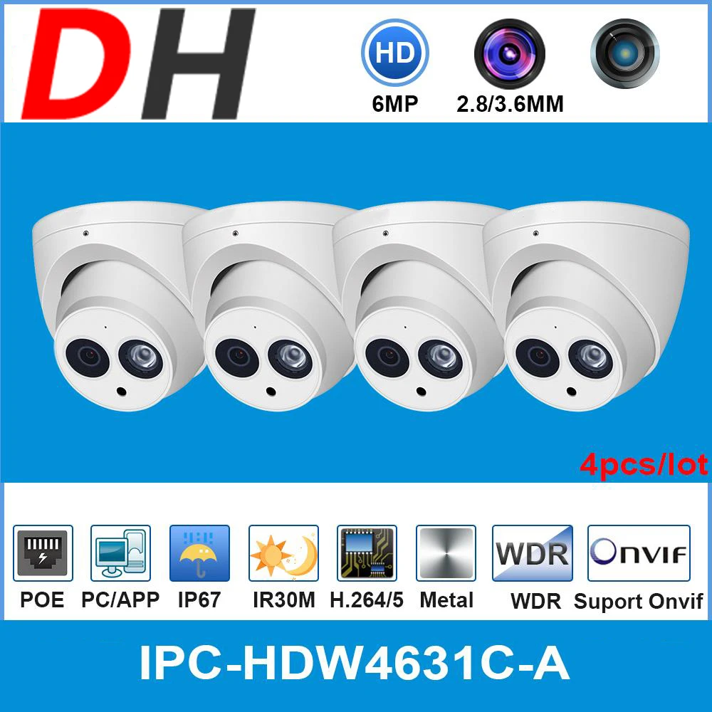 DH Wholesale IPC-HDW4631C-A 6MP HD POE Network Mini Dome IP Camera Metal Built-in MIC CCTV 30M IR from IPC-HDW4433C-A
DH Wholesale IPC-HDW4631C-A 6MP HD POE Network Mini Dome IP Camera Metal Built-in MIC CCTV 30M IR from IPC-HDW4433C-A