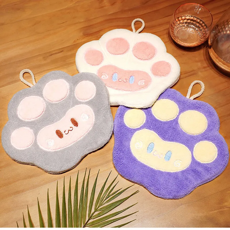 Быстросохнущее мягкое впитывающее полотенце из микрофибры, мультяшное полотенце в виде кошачьей лапы, полотенце для рук в кухне, ванной, по...