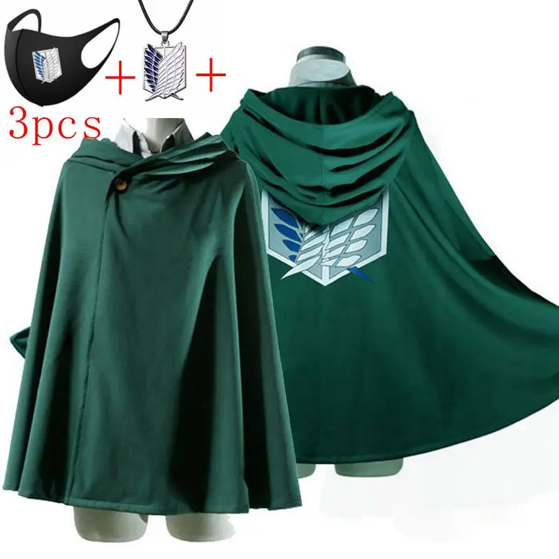 Anime Attack on Titan Levi Ackerman The Scouting Legion Wings of Liberty Cosplay Green Black Cloak Necklace Props Hooded Cape 
Anime Attack on Titan Levi Ackerman The Scouting Legion Wings of Liberty Cosplay Green Black Cloak Necklace Props Hooded Cape