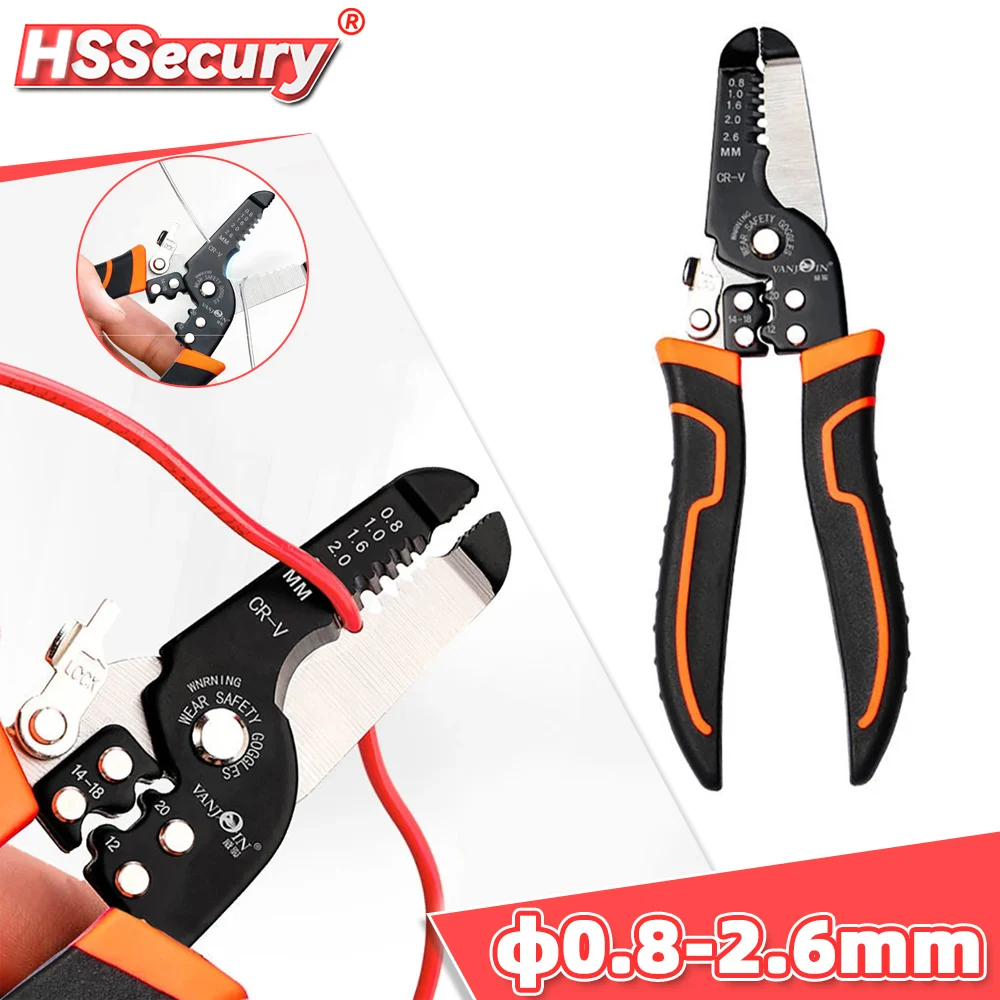 

HSSecury 175mm Wire Stripper Puller Multifunctional Electrician Crimping Stripper Household Network Cable Terminals Crimp Tool