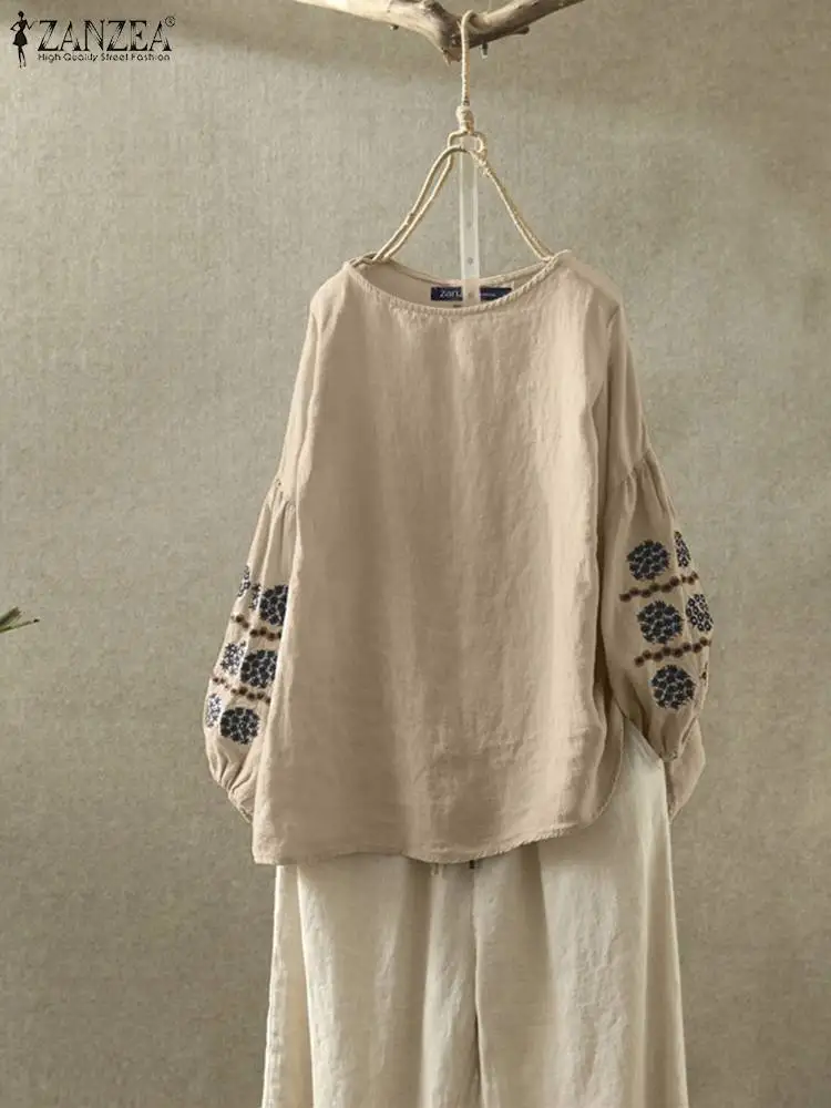 ZANZEA Spring Floral Embroidery Blouse Women Vintage Long Sleeve Casual Tops Female Cotton Linen Shirt Blusas Chemise Oversize
ZANZEA Spring Floral Embroidery Blouse Women Vintage Long Sleeve Casual Tops Female Cotton Linen Shirt Blusas Chemise Oversize