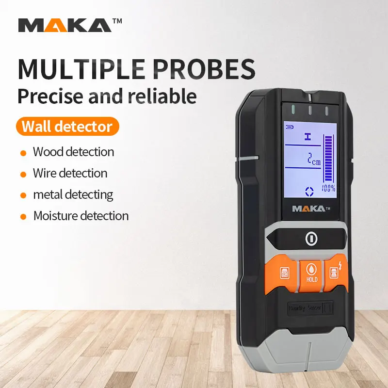 MAKA 4 in 1 metal detector wall wiring wood depth moisture detector meter wall scanners stud finder AC voltage live wire tracker
MAKA 4 in 1 metal detector wall wiring wood depth moisture detector meter wall scanners stud finder AC voltage live wire tracker