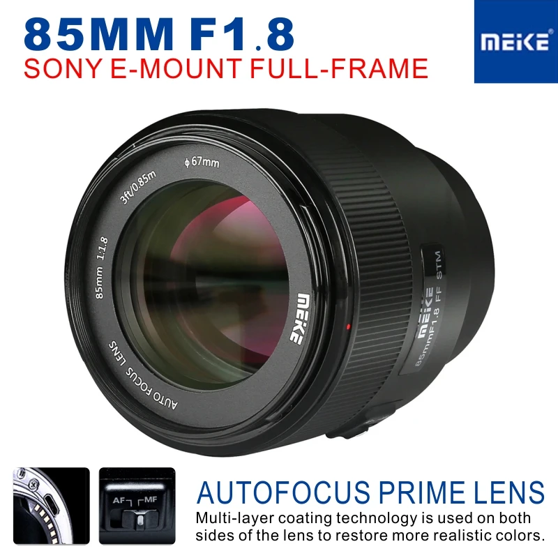 Meike 85mm F1.8 STM Full Frame Auto Focus Lens For Sony E Mount Large Aperture Camera Like A9II A7IV A7SII A6600 A7R3
Meike 85mm F1.8 STM Full Frame Auto Focus Lens For Sony E Mount Large Aperture Camera Like A9II A7IV A7SII A6600 A7R3
