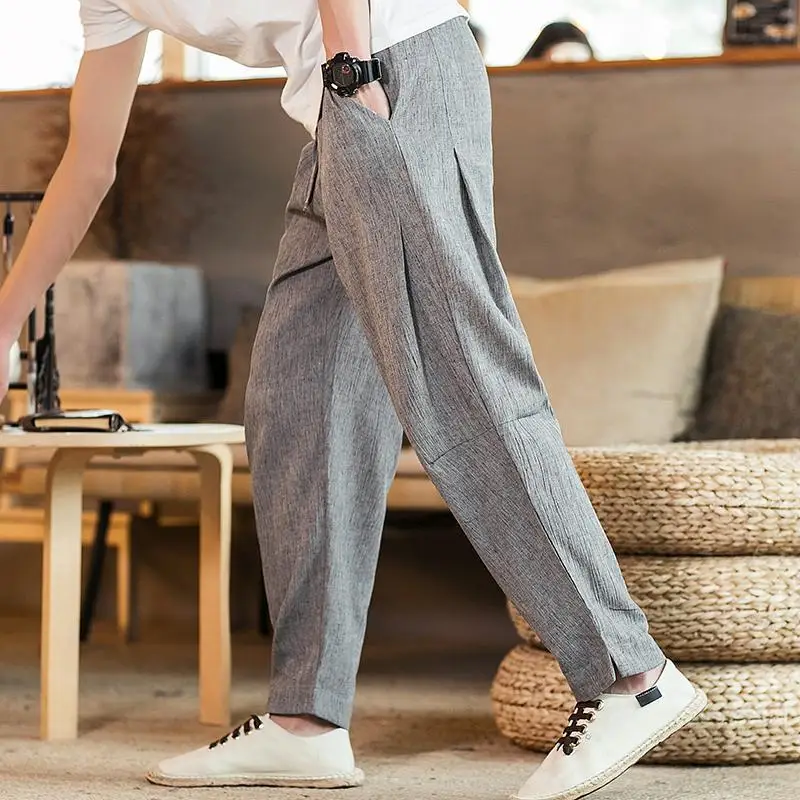 Cotton Linen Pants Male Summer Thin Casual Trousers Loose Chinese Style Men's Clothing Wide-Leg Harem Pants Waist Drawstring
Cotton Linen Pants Male Summer Thin Casual Trousers Loose Chinese Style Men's Clothing Wide-Leg Harem Pants Waist Drawstring