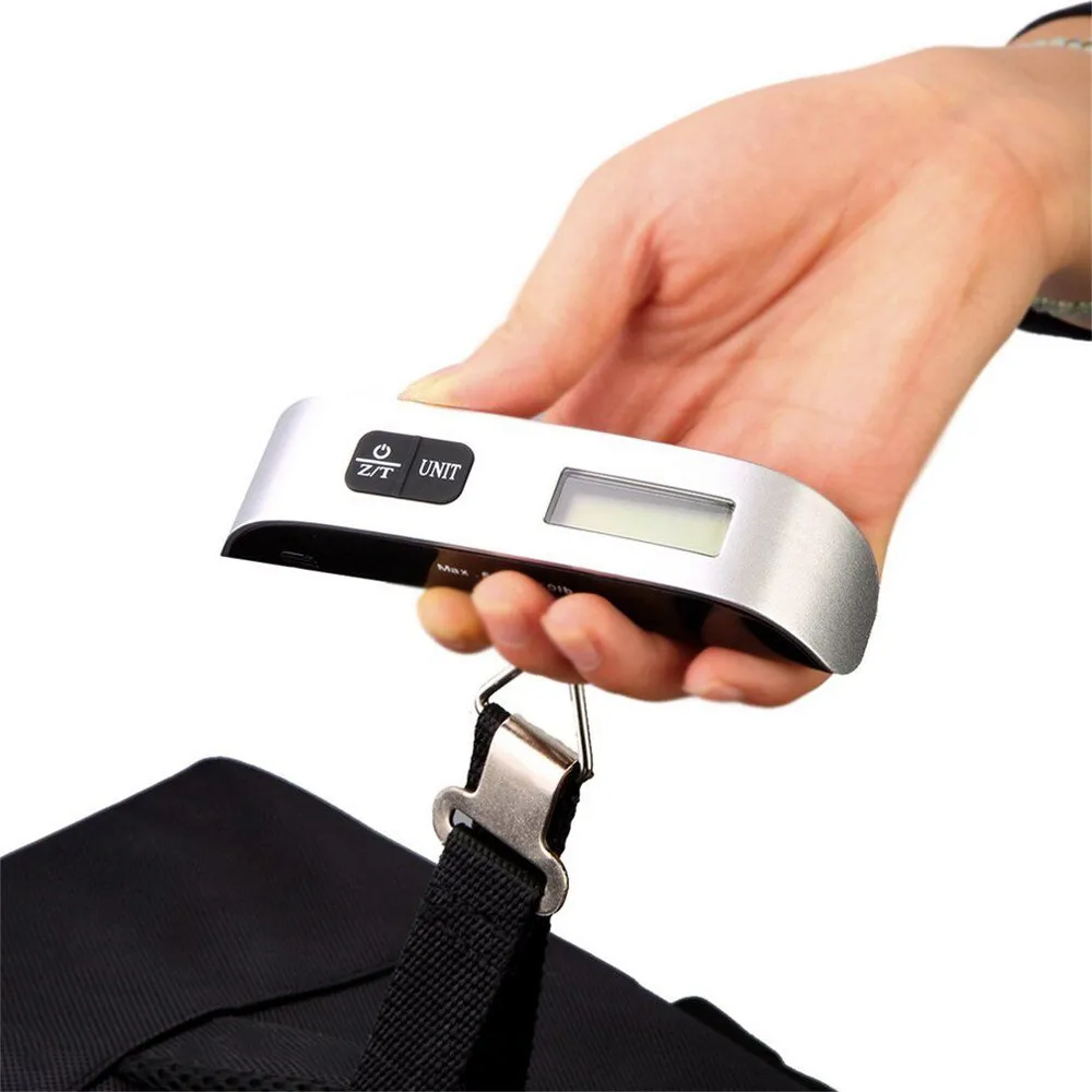 

Цифровые весы для багажа, портативный электронный безмен с ЖК дисплеем, максимальный вес 50 кг, точность 10 г