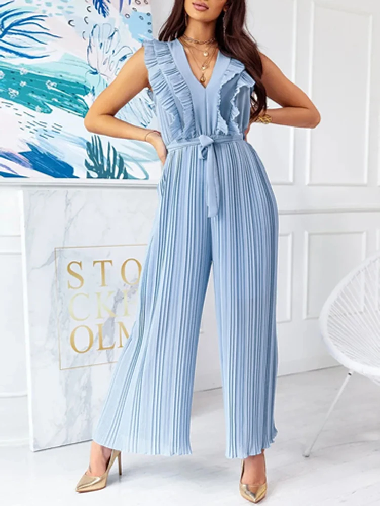 Elegant Butterfly Sleeve Office Jumpsuit Wide Leg Pants Drawstring Jumpsuit Sexy V-Neck Ruffle Ribbed Pleated Women's Jumpsuit
Elegant Butterfly Sleeve Office Jumpsuit Wide Leg Pants Drawstring Jumpsuit Sexy V-Neck Ruffle Ribbed Pleated Women's Jumpsuit