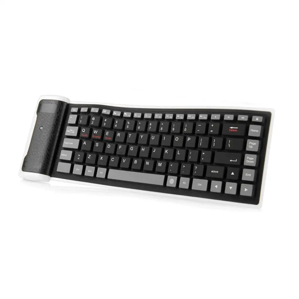 

Wireless Bluetooth-compatible Keyboard Portable Silent 87key Keypads Silicone Flexible Keypad for PC Office Black