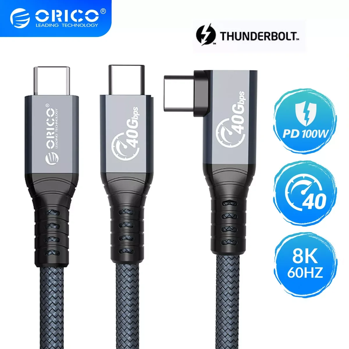 NEW2023 ORICO PD Cable Thunderbolt 4 8K@60Hz 40Gbps Video Data Transfer Nylon Braided 100W 5A Fast Charging
NEW2023 ORICO PD Cable Thunderbolt 4 8K@60Hz 40Gbps Video Data Transfer Nylon Braided 100W 5A Fast Charging