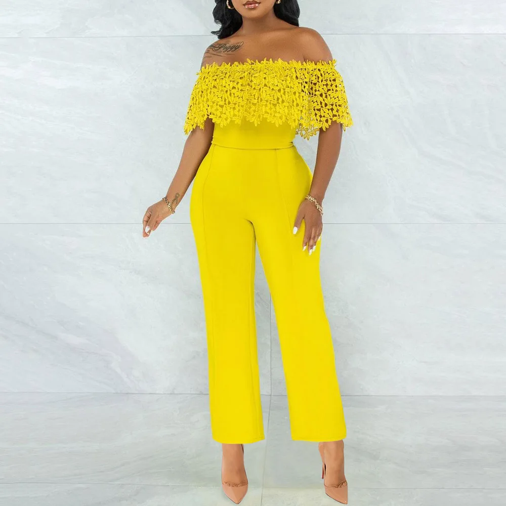 Women Off Shoulder Sexy Jumpsuit Fashion Lace Half Sleeve Elegant Office Lady Plain High Waist 2022 Spring Summer Female Overall
Women Off Shoulder Sexy Jumpsuit Fashion Lace Half Sleeve Elegant Office Lady Plain High Waist 2022 Spring Summer Female Overall